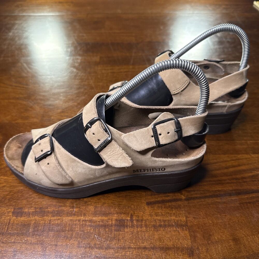 Mephisto Mobils Slingback Strappy Leather Wedge Womens Sandals Size 38 US 8-8.5